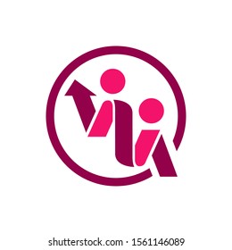 abstract 2 two people logo template vector design. 
the concept of people unity community symbol with hands together