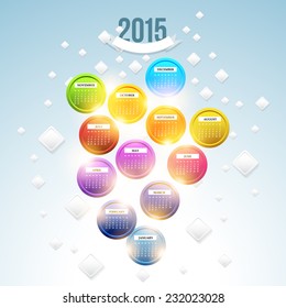 Abstract 2015 Full Calendar Template - Sunday Start