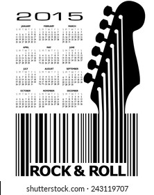 An abstract 2015 Guitar music calendar for Print or Web