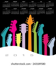 An abstract 2015 Guitar music calendar for Print or Web