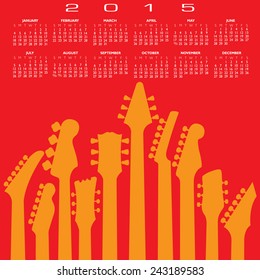 An abstract 2015 Guitar music calendar for Print or Web