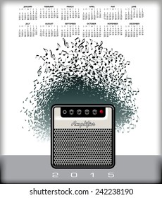 An abstract 2015 music calendar for Print or Web
