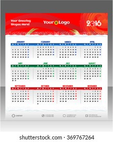 abstract 2016 calendar vector illustration