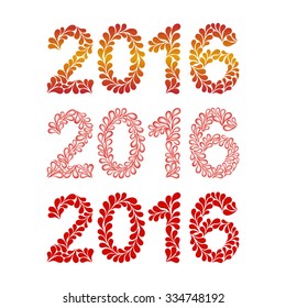 Abstract 2016 lettering. Holiday vector illustration.