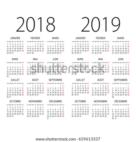 Abstract 2017 and 2018 French vector calendar 