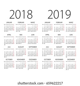 Abstract 2017 and 2018 German vector calendar