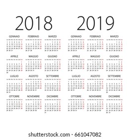 Abstract 2017 and 2018 Italian vector calendar