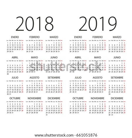 Abstract 2017 and 2018 Spanish vector calendar