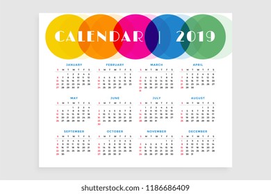 abstract 2019 calendar design template
