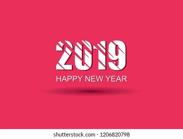 Abstract 2019 Happy new year pink background. 