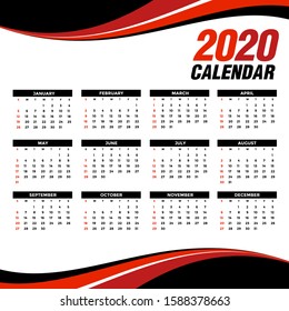 abstract 2020 calendar template. vector illustration