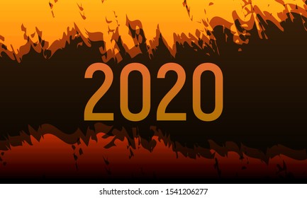 Abstract 2020 text with brush stroke effect background