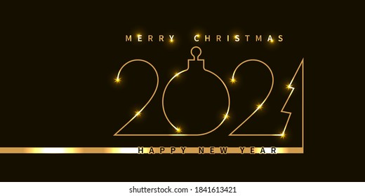  Abstract 2021 golden  New Year  on the dark background. Design for  poster, flyer, postcard. Vector illustration.
