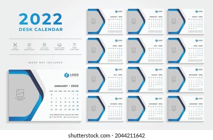 Abstract 2022 Desk Calendar Template