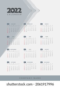 Abstract 2022 English new year wall calendar design, business company calendar design