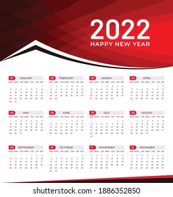 Abstract 2022 happy new year calendar vector design, calendar design