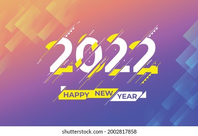 Abstract 2022 happy new year banner in papercut style Free Vector