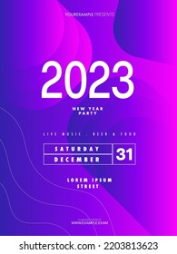 Abstract 2023 new year party poster template. liquid abstract flyer background