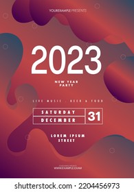 Abstract 2023 new year party poster template. liquid abstract flyer background