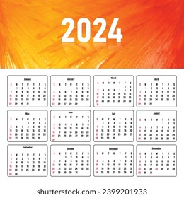 Abstract 2024 calendar template design