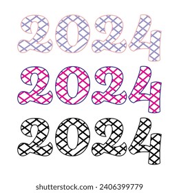Abstract 2024 text with crossed lines, 2024 logo typography