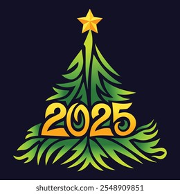 Abstract 2025 Christmas tree vector, 2025 logo design