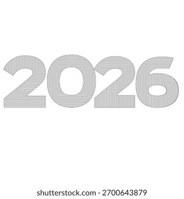 Abstract 2026 Year Detailed Concentric and Linear Hatching Patterns in Black and White, Ideal for Technology, Data, Science, Innovation Reports, Minimalist Posters, and Future-Focused Design