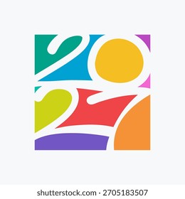 Diseño Abstractas de Anuncio de Vector 2027. Estilo de arte moderno brillante y juguetón.