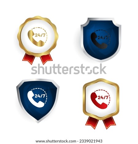 Abstract 24 7 Support Service Badge and Label Collection, can be used for business designs, presentation designs or any suitable designs.