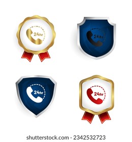 Abstract 24 Hours Support Service Badge and Label Collection, can be used for business designs, presentation designs or any suitable designs.
