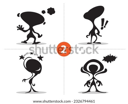 Abstract 2-5 Cartoon comic characters variety with different expressions  silhouette and emotions for presentation for story board design vector art  5 set of characters library 