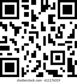 Abstract 2D barcode black and white vector illustration.