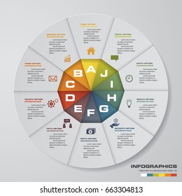Abstract 2D illustration Infographic. Abstract 10 steps infographic elements.Vector illustration. EPS10.