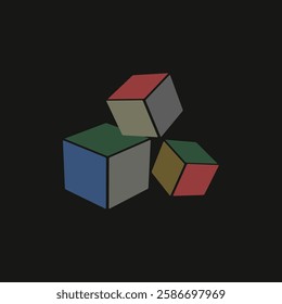 abstract 3 cubes square minimalism geometric pattern design icon