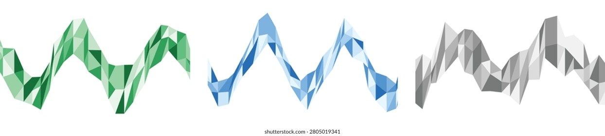 Abstract 3 d line wavy paths in green, blue, and gray curves digitalart