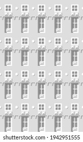Abstract 3 D white geometrical background. Brick. Seamless pattern. Architectural structure with shadow. Simple clean white background texture. Vector interior wall panel pattern.