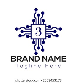Abstract 3 letter modern initial logo design	