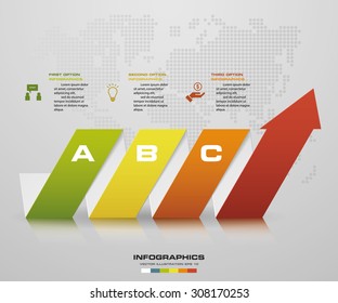 Abstract 3 steps arrow diagram. Step by step infographics illustration