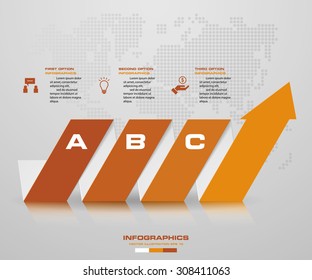 Abstract 3 steps arrow diagram. Step by step infographics illustration