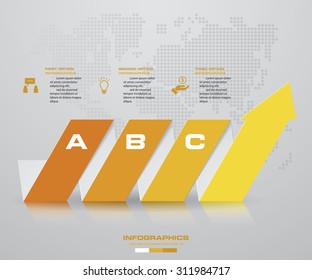 Abstract 3 steps arrow diagram. Step by step infographics illustration