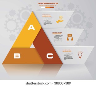 Abstract 3 steps chart in triangle shape with clean banners template/graphic or website layout. Vector. EPS10.