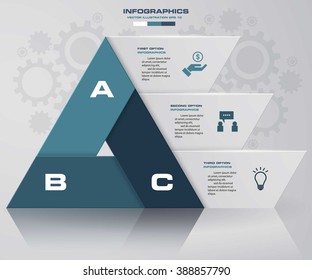 Abstract 3 Steps Chart In Triangle Shape With Clean Banners Template/graphic Or Website Layout. Vector. EPS10.