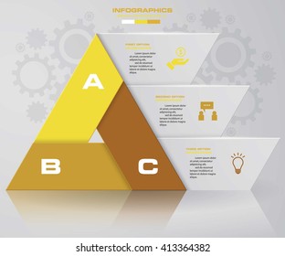 Abstract 3 steps chart in triangle shape with clean banners template/graphic or website layout. Vector. EPS10.