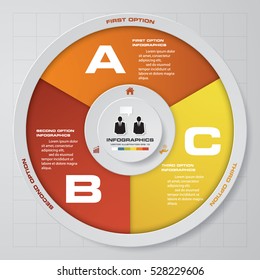 Abstract 3 steps circle/wheel infographis elements.Vector illustration.