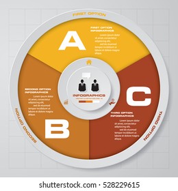 Abstract 3 steps circle/wheel infographis elements.Vector illustration.