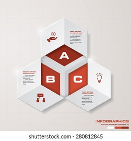 abstract 3 steps in hexagonal shape template. Vector Illustration
