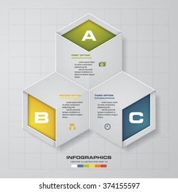 abstract 3 steps in hexagonal shape template. Vector Illustration