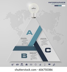 Abstract 3 steps presentation in triangle shape template. EPS10. For your design and sample text.