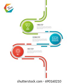 Abstract 3 steps road timeline infographic template. Vector illustration.