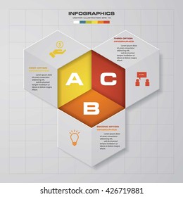 Abstract 3 steps template with free space for your sample text&data. Vector Illustration